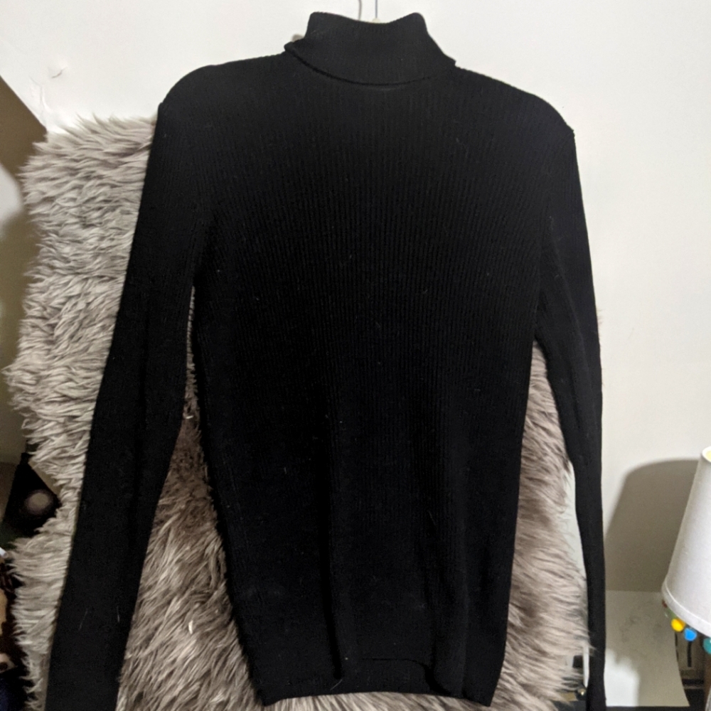 ASOS Black Ribbed Turtleneck Top, small